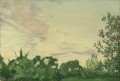 Paysage du soir crépusculaire avec un buisson lilas Konstantin Somov scènes de plan